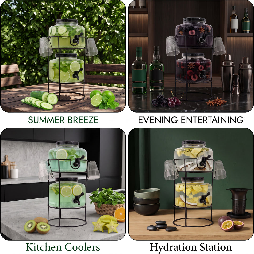 Dual Glass Beverage Drinks Dispenser
