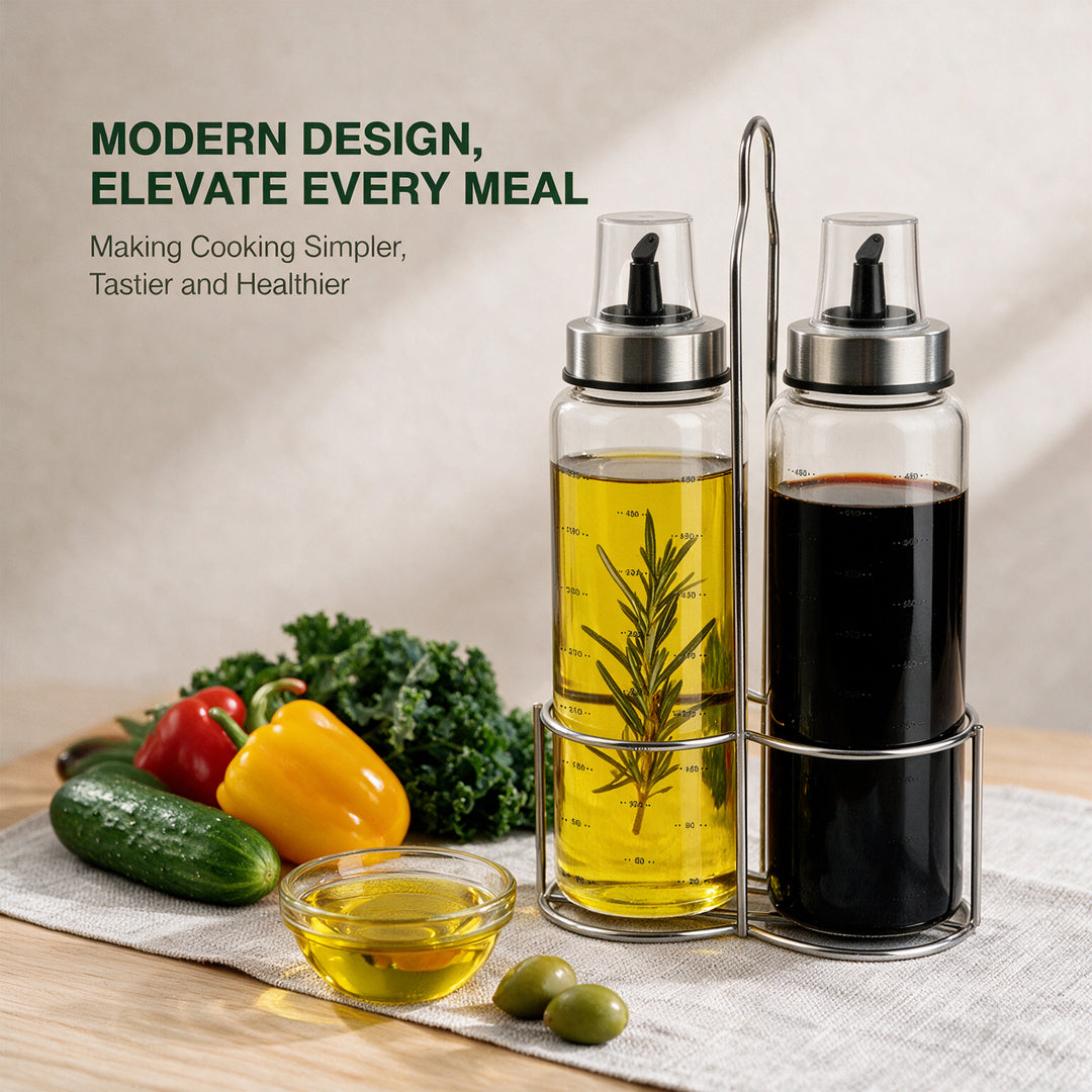 2Pcs Cooking Oil Bottles with Drizzlers