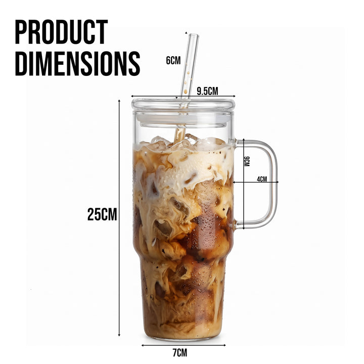24oz (710ml) Glass Tumbler with Lid and Straw