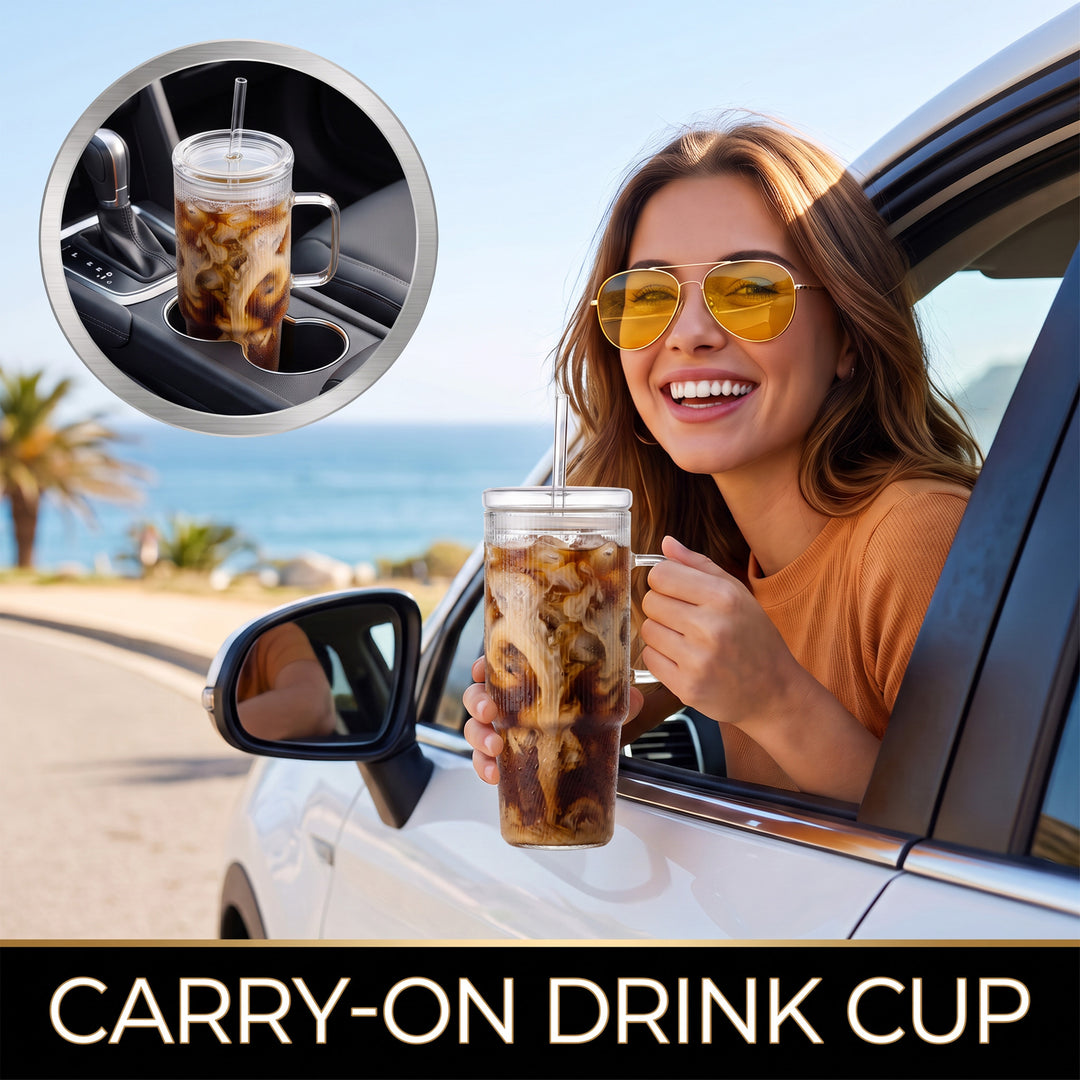 24oz (710ml) Glass Tumbler with Lid and Straw