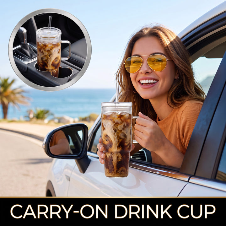 24oz (710ml) Glass Tumbler with Lid and Straw