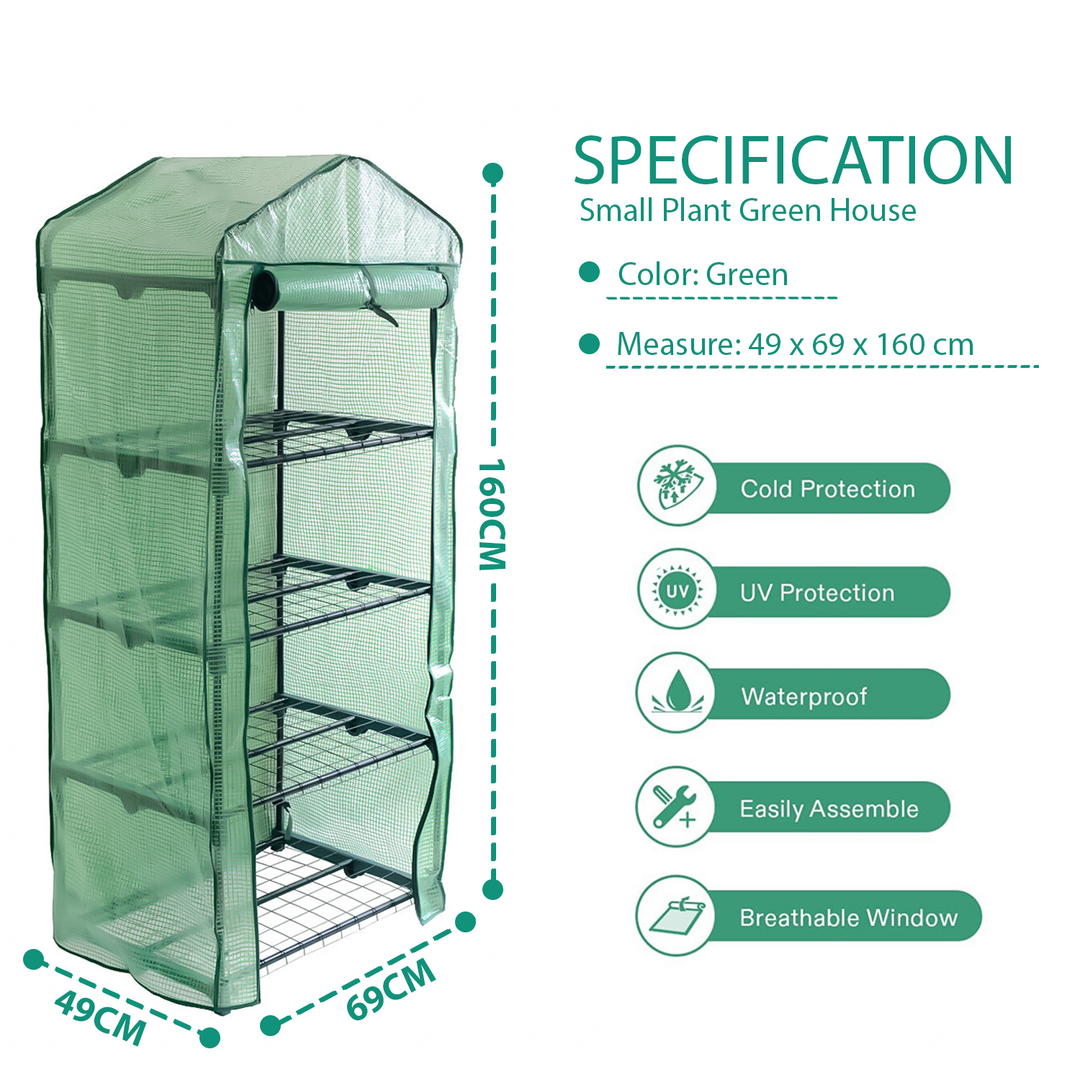 4 Tier Weatherproof Green House with Shelves