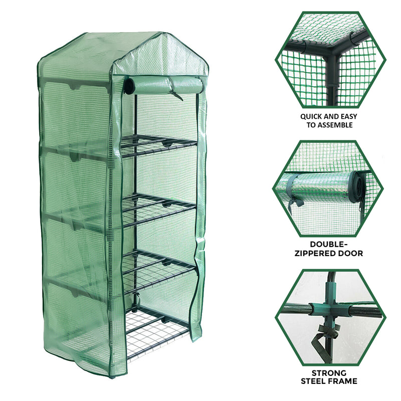 4 Tier Weatherproof Green House with Shelves