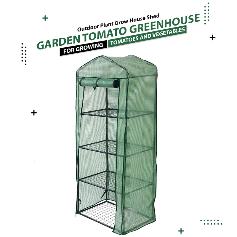 4 Tier Weatherproof Green House with Shelves