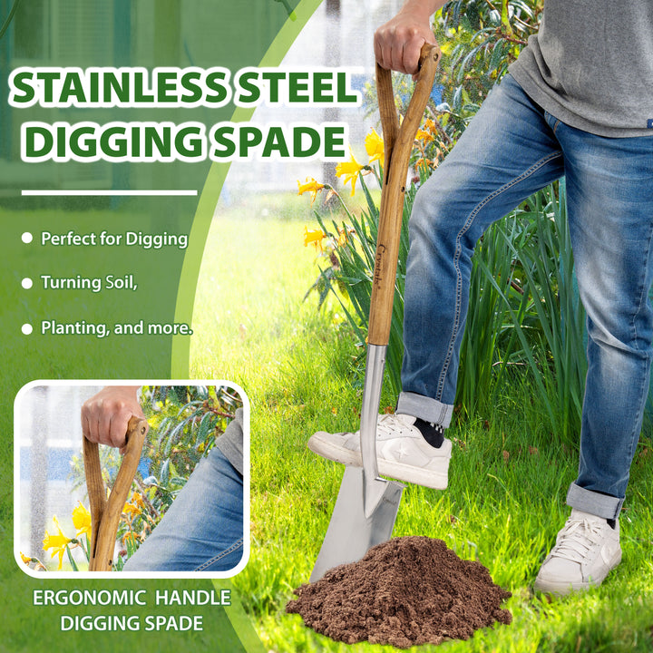 97cm/102cm Stainless Steel Spade with Wooden Handle