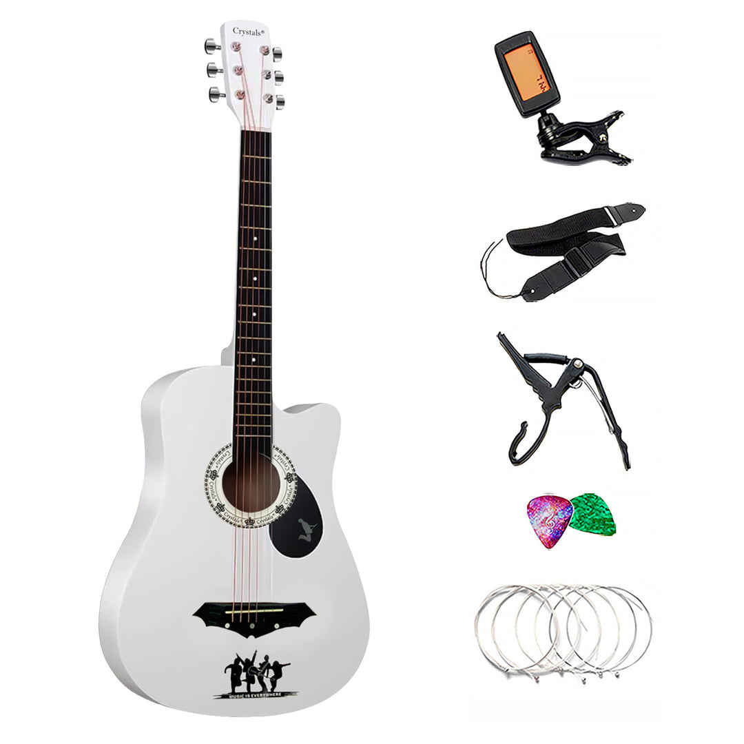 38" Full Size 6 String Acoustic Guitar White