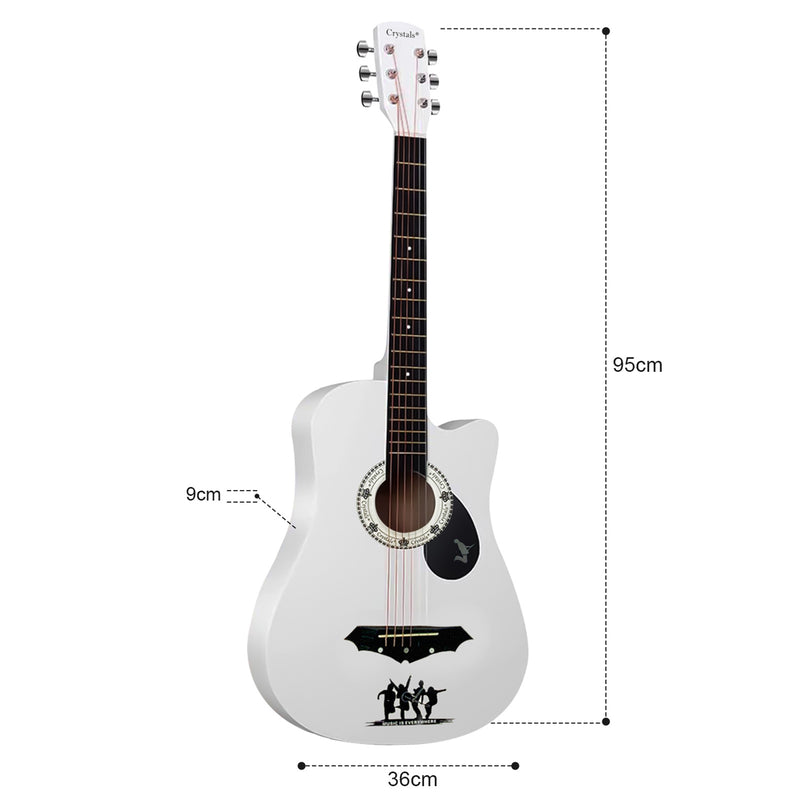 38" Full Size 6 String Acoustic Guitar White