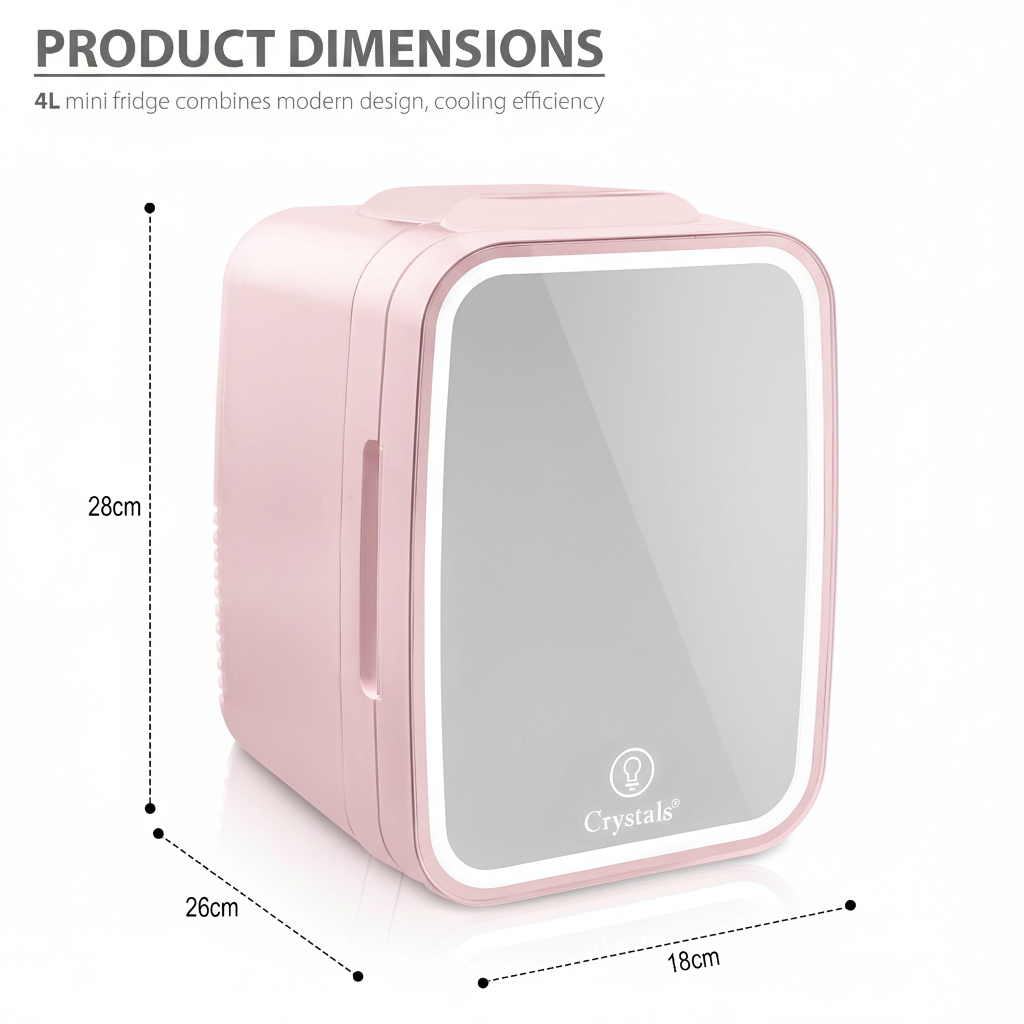 4L Mini Fridge with LED Mirror