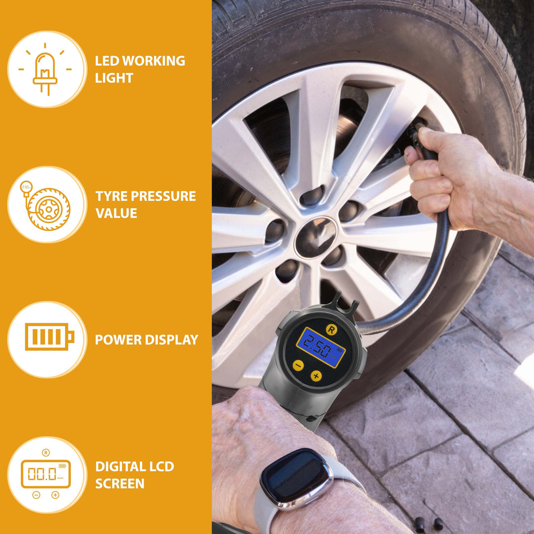 Cordless Electric Car Tyre Inflator Air Compressor Pump