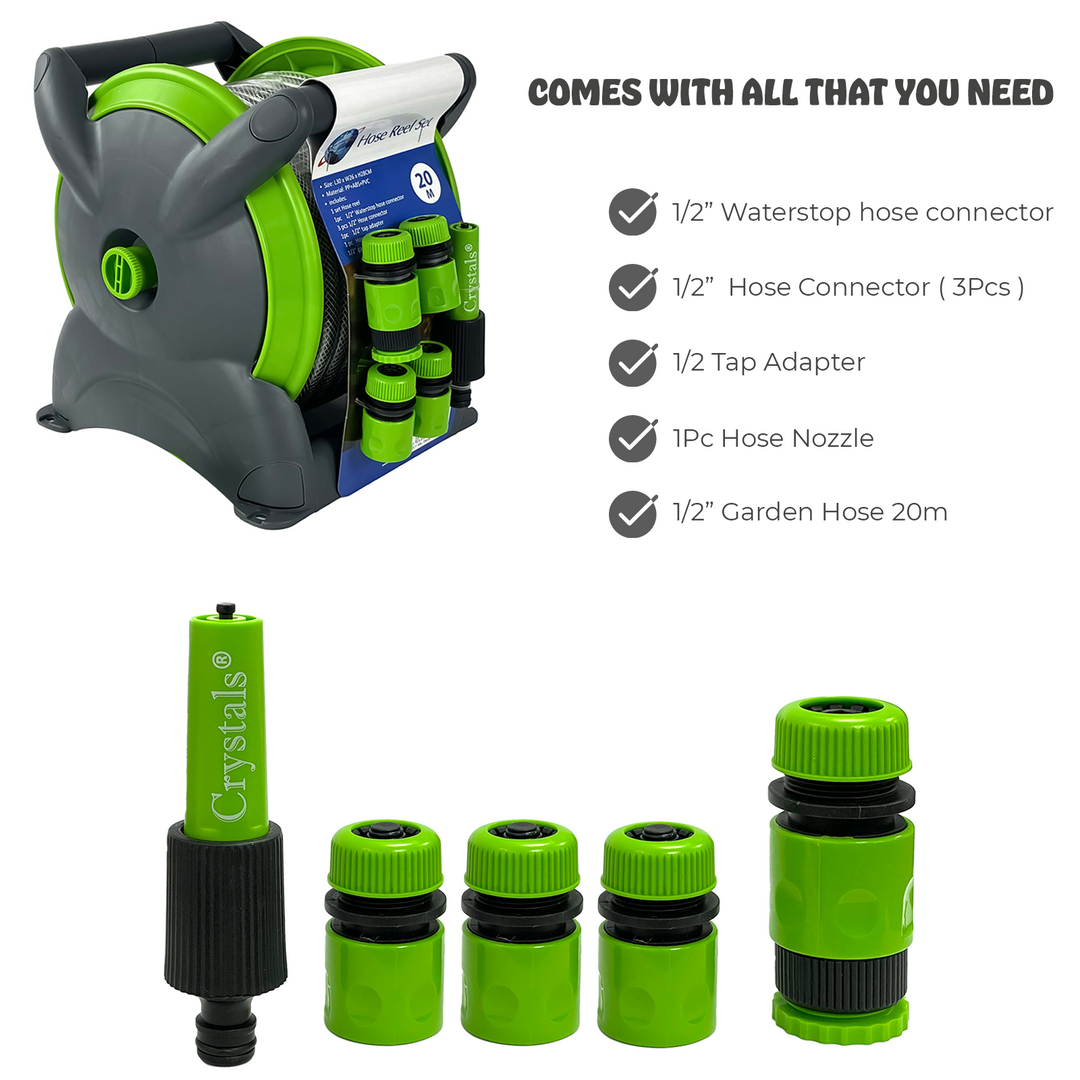 Garden Hose Reel with Wall Mounted Fittings