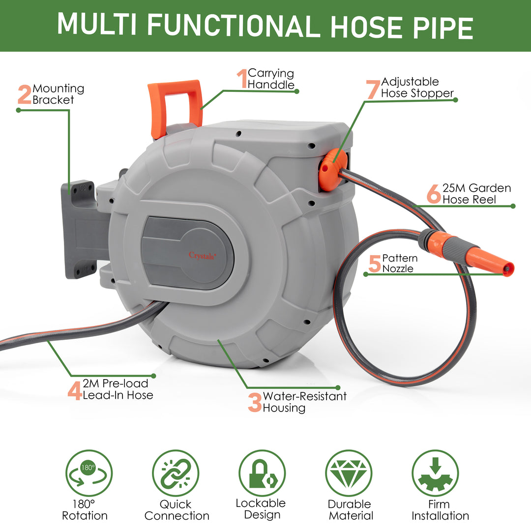 25/30m Garden Patio Hose Reel
