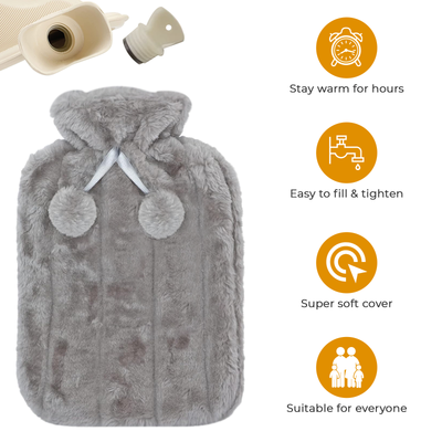 2L Hot Water Bottle With Fluffy Cover