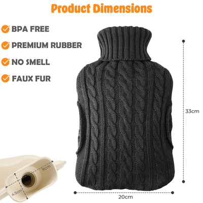 2L Hot Water Bottle with Built In Pockets