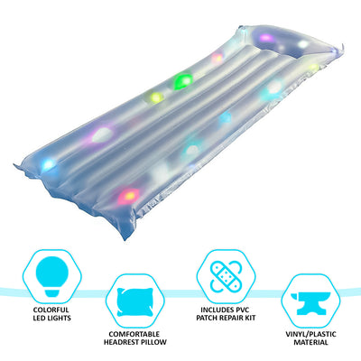 Inflatable LED Lighted Float Swimming Pool Lounger