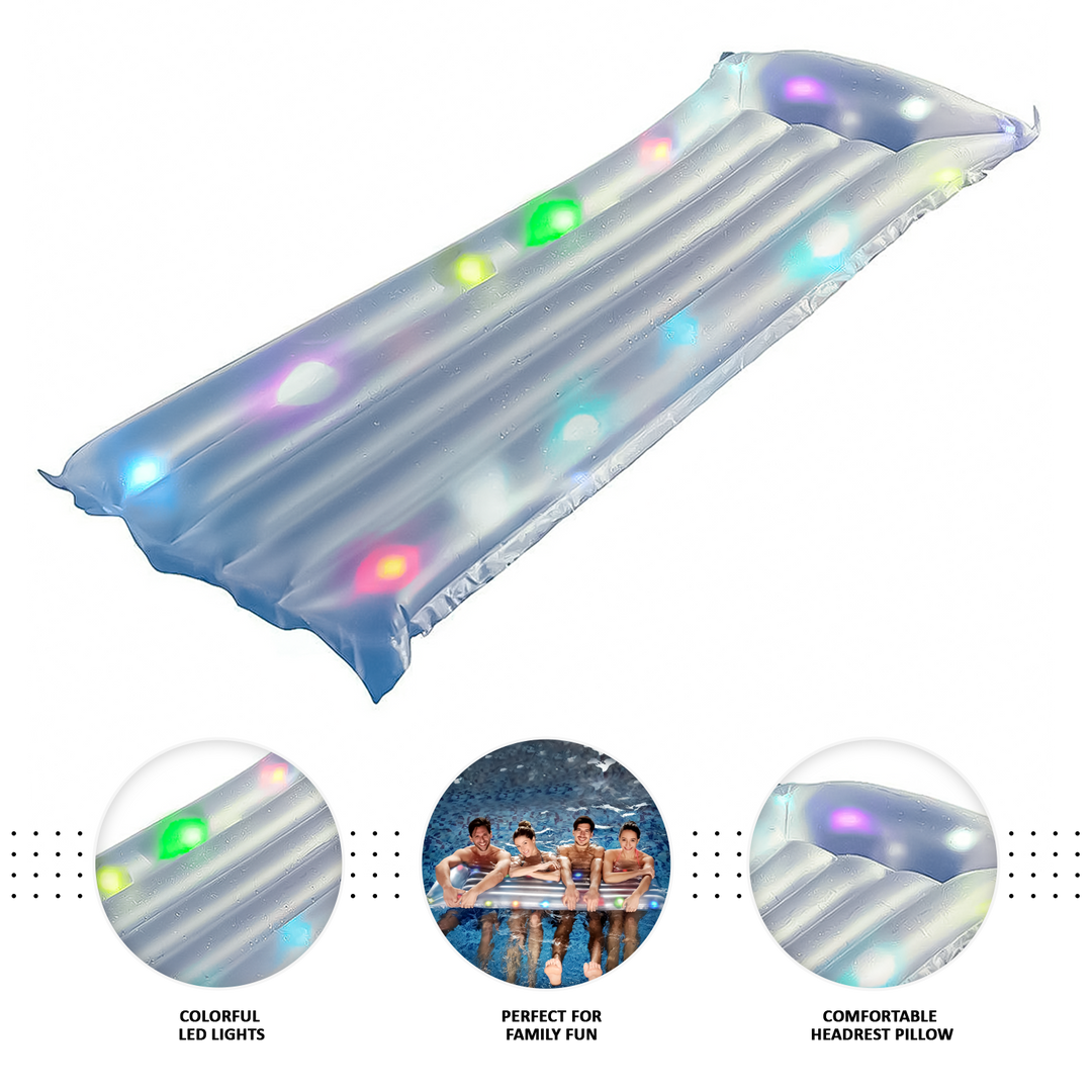 Inflatable LED Lighted Float Swimming Pool Lounger
