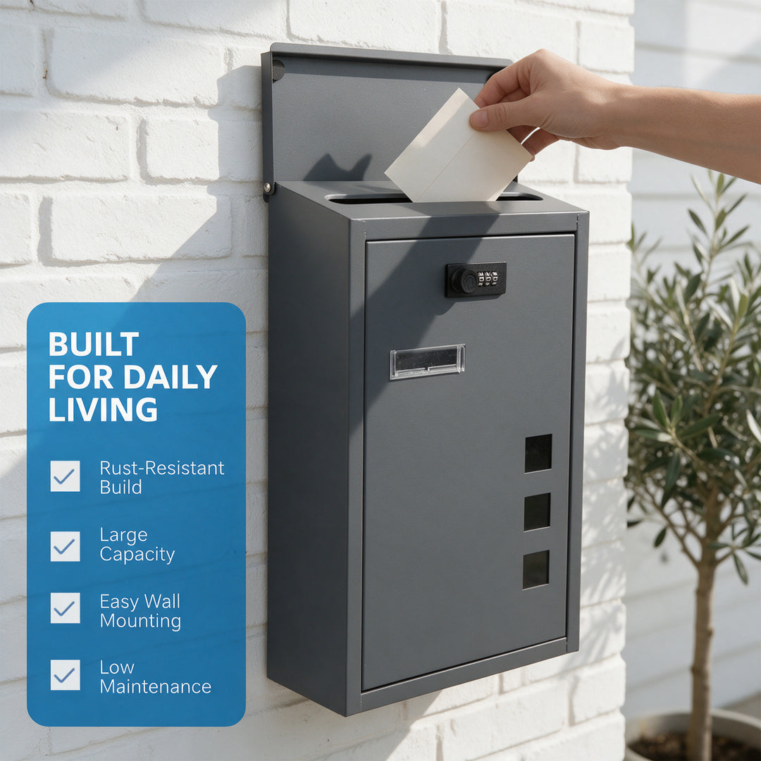 Wall Mounted Letterbox with Combination Lock