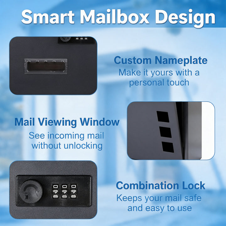 Wall Mounted Letterbox with Combination Lock