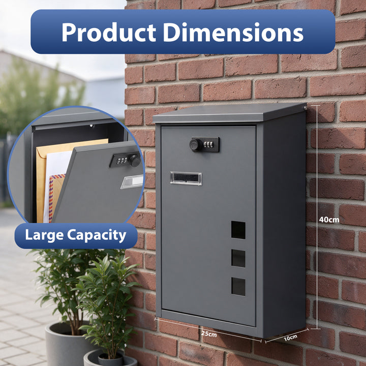 Wall Mounted Letterbox with Combination Lock