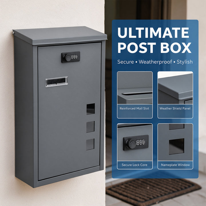 Wall Mounted Letterbox with Combination Lock