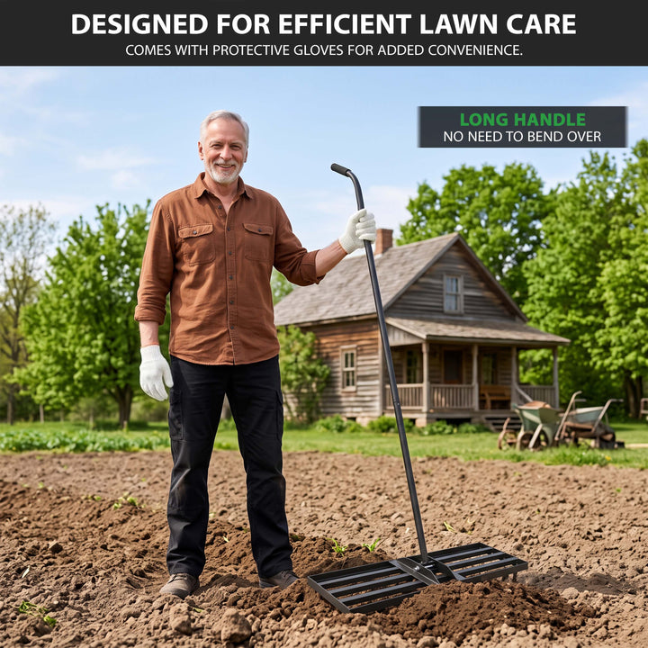 Level Lawn Tool with 78" Steel Handle