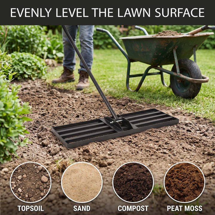 Level Lawn Tool with 78" Steel Handle