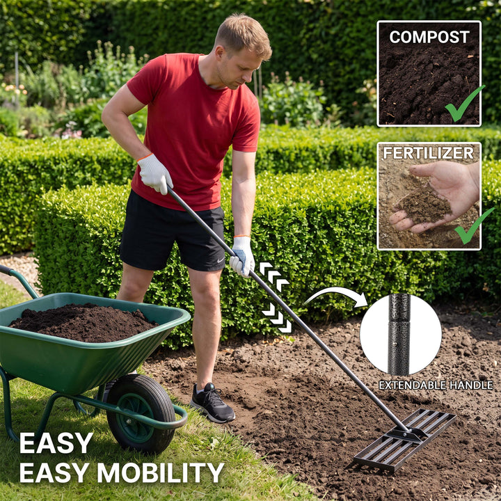 Level Lawn Tool with 78" Steel Handle