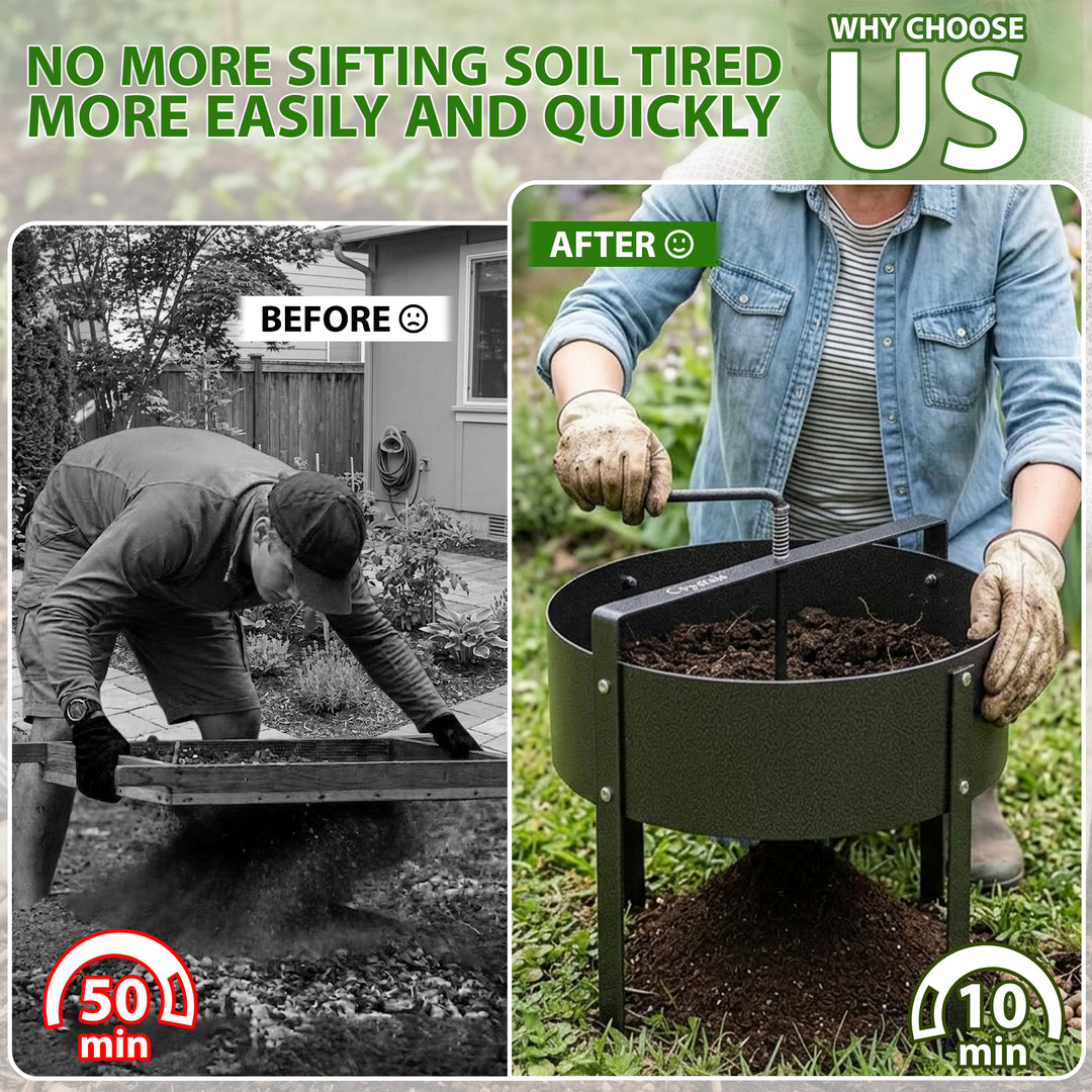 18L Rotary Garden Soil Sieve Compost Sifter