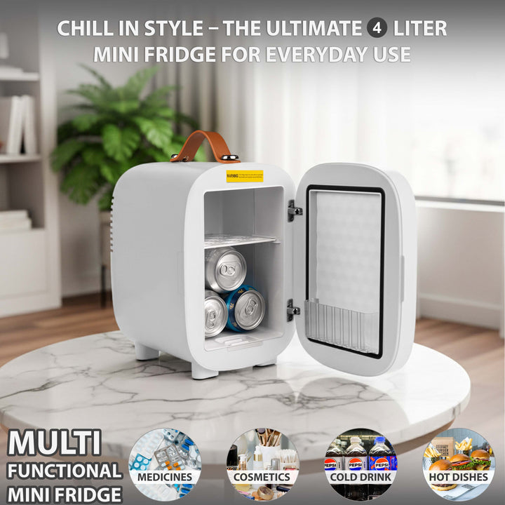 4L Mini Fridge with LED Mirror