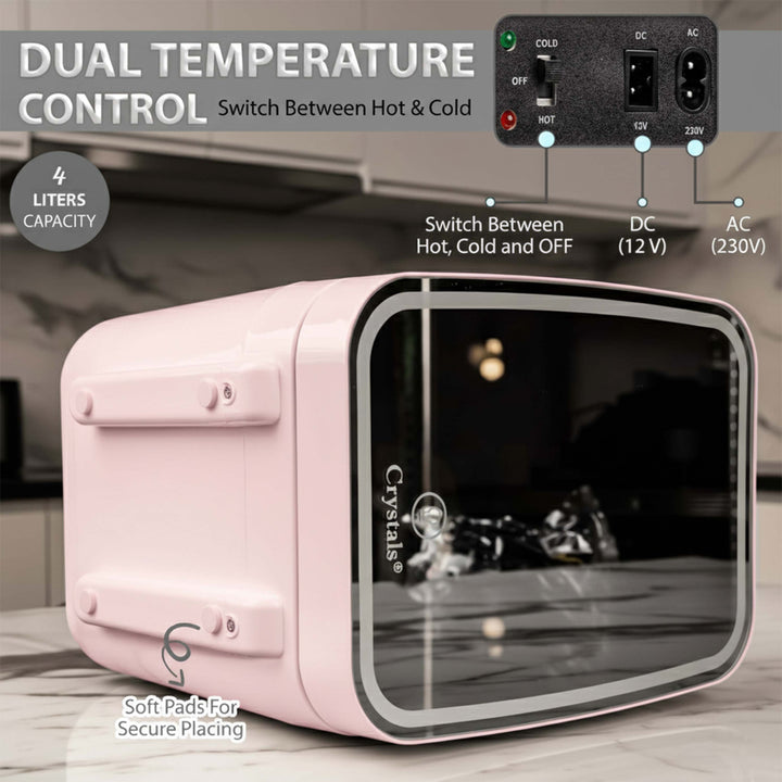 4L Mini Fridge with LED Mirror