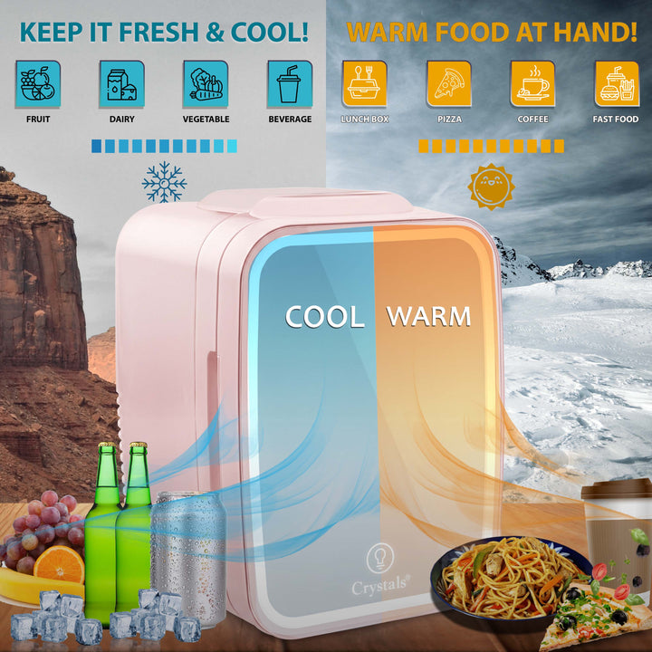 4L Mini Fridge with LED Mirror