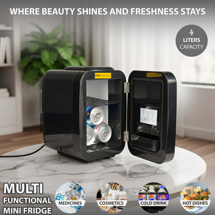 4L Mini Fridge with Mirror &amp; Remote