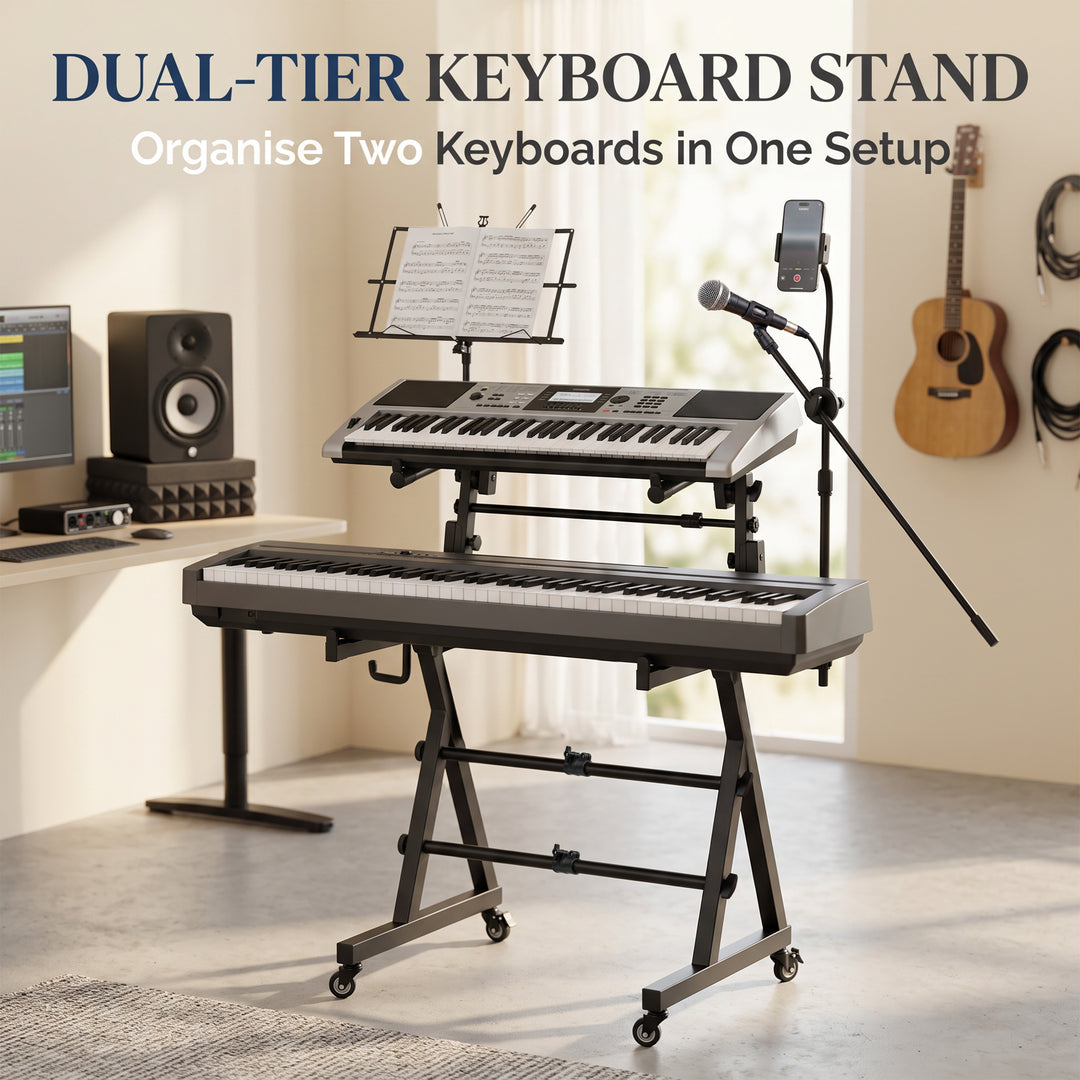 2 Tier Keyboard Z-Stand Mic &amp; Phone Holder