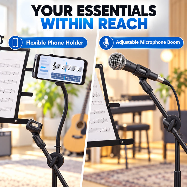 2 Tier Keyboard Z-Stand Mic &amp; Phone Holder