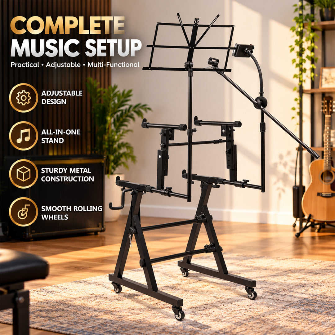 2 Tier Keyboard Z-Stand Mic &amp; Phone Holder