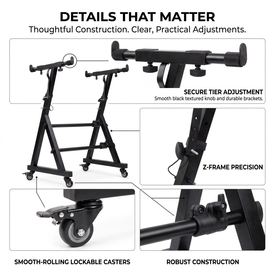 2 Tier Keyboard Z-Stand Mic &amp; Phone Holder