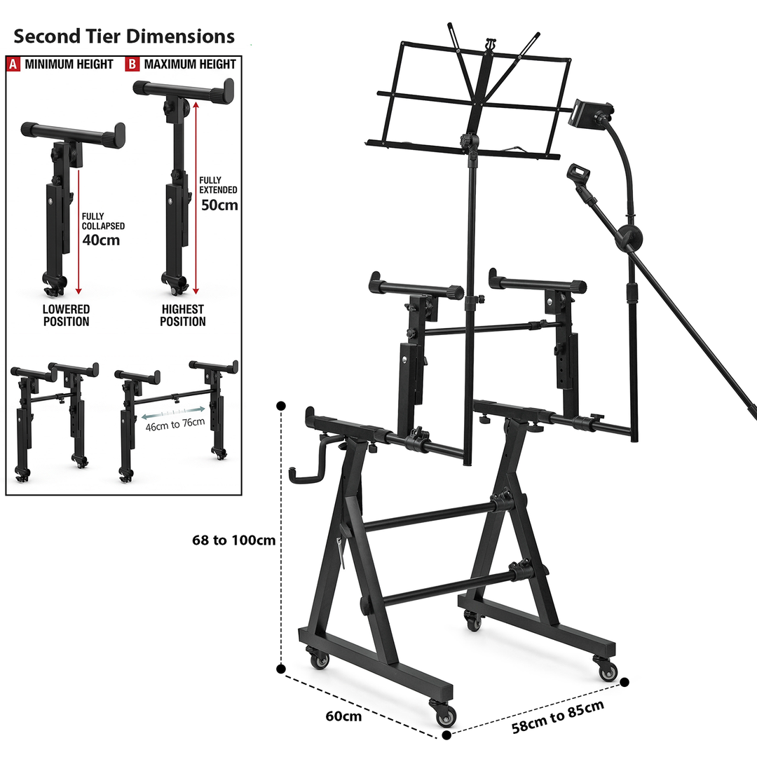 2 Tier Keyboard Z-Stand Mic &amp; Phone Holder