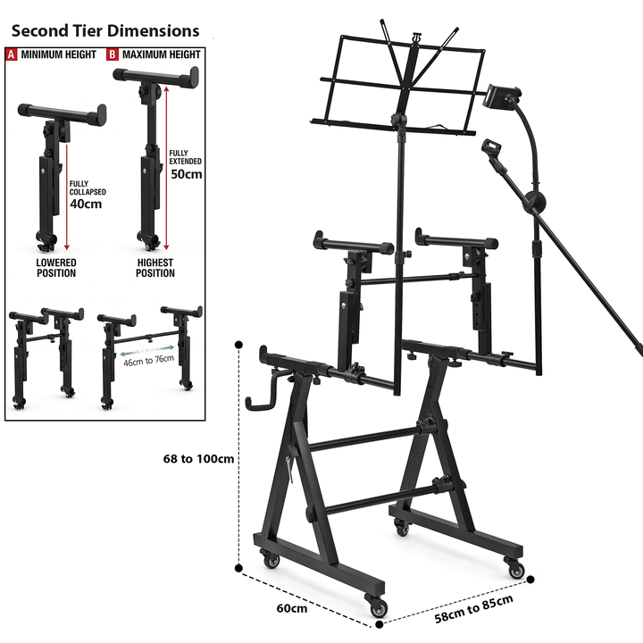 2 Tier Keyboard Z-Stand Mic &amp; Phone Holder
