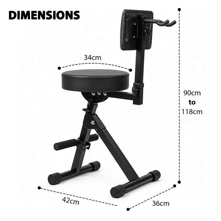 Padded Guitar Stool with Backrest