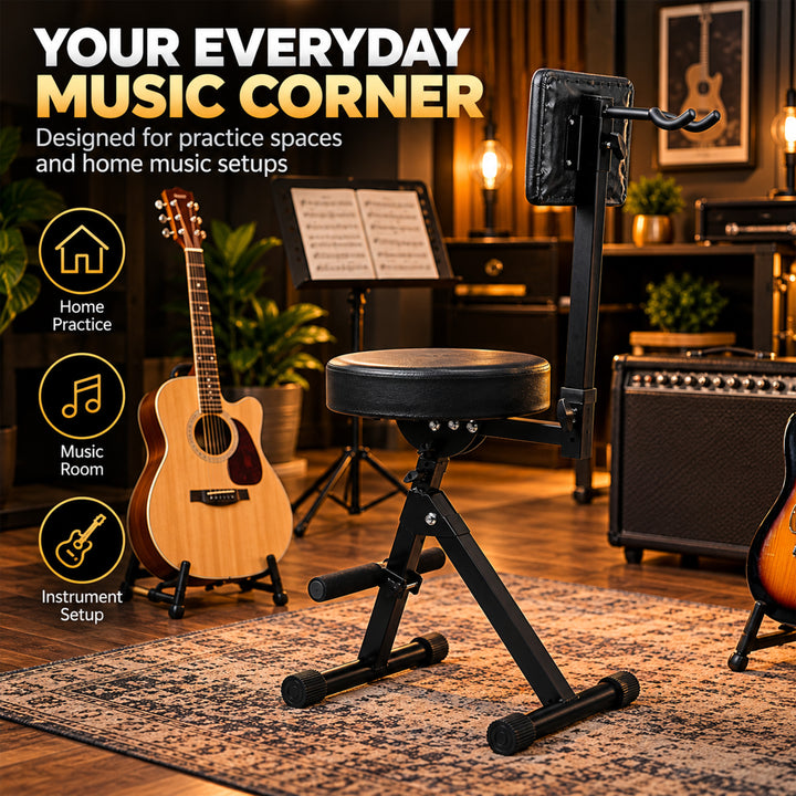 Padded Guitar Stool with Backrest