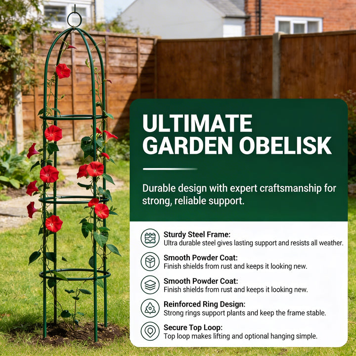 1.9m Outdoor Garden Metal Obelisk Trellis