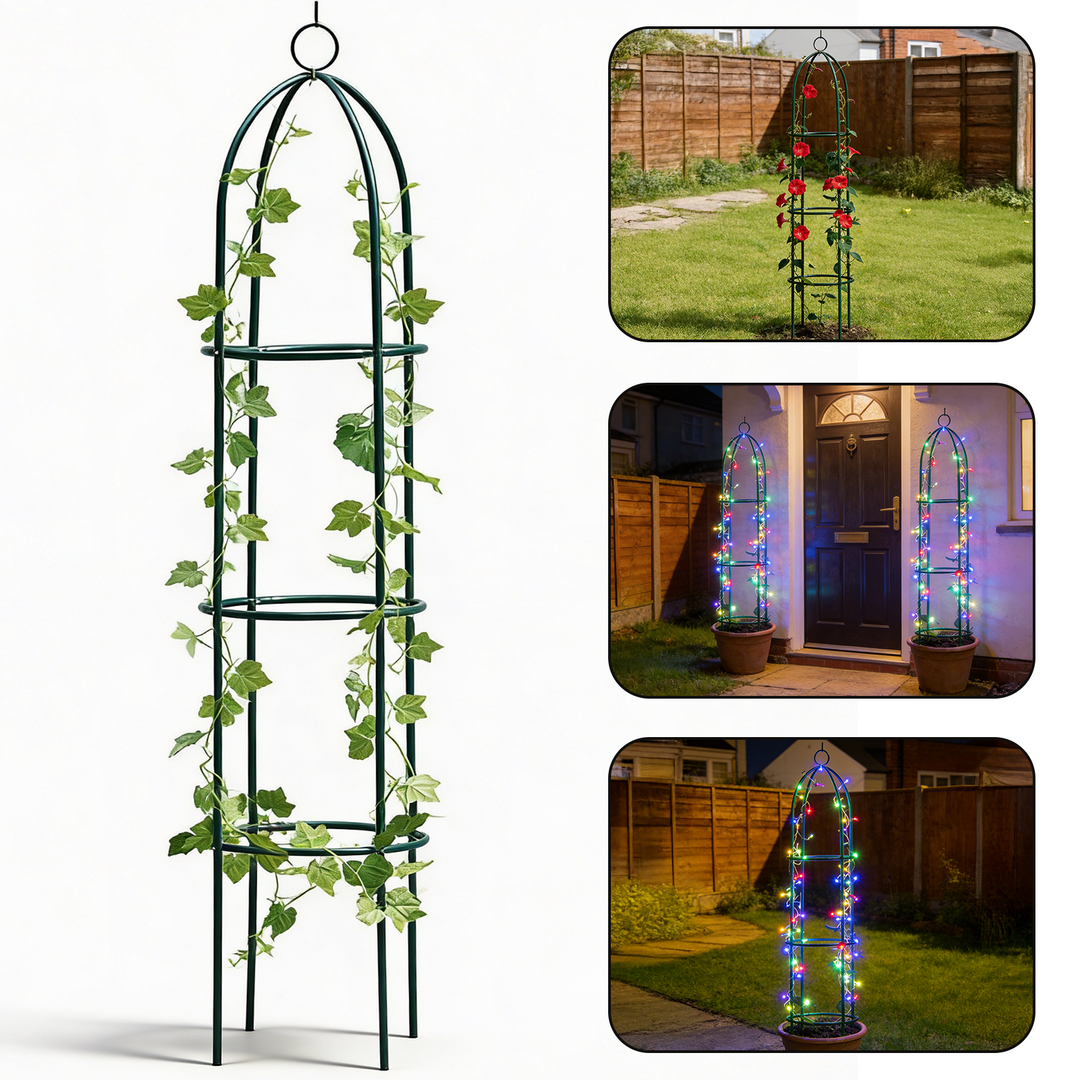 1.9m Outdoor Garden Metal Obelisk Trellis