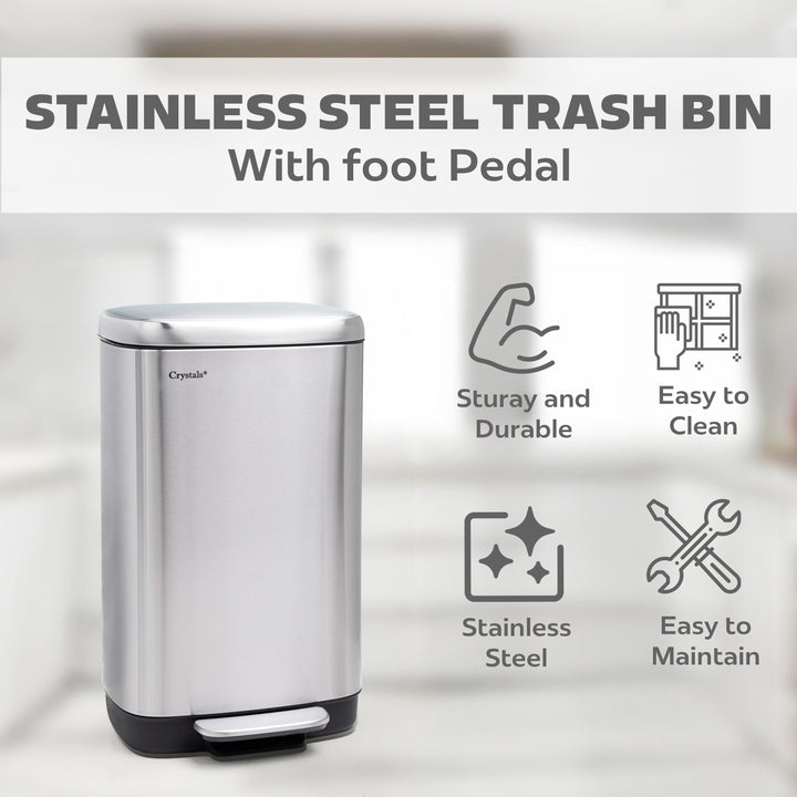 30L Pedal Bin with Soft Close Lid