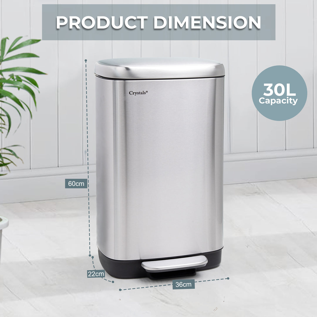 30L Pedal Bin with Soft Close Lid