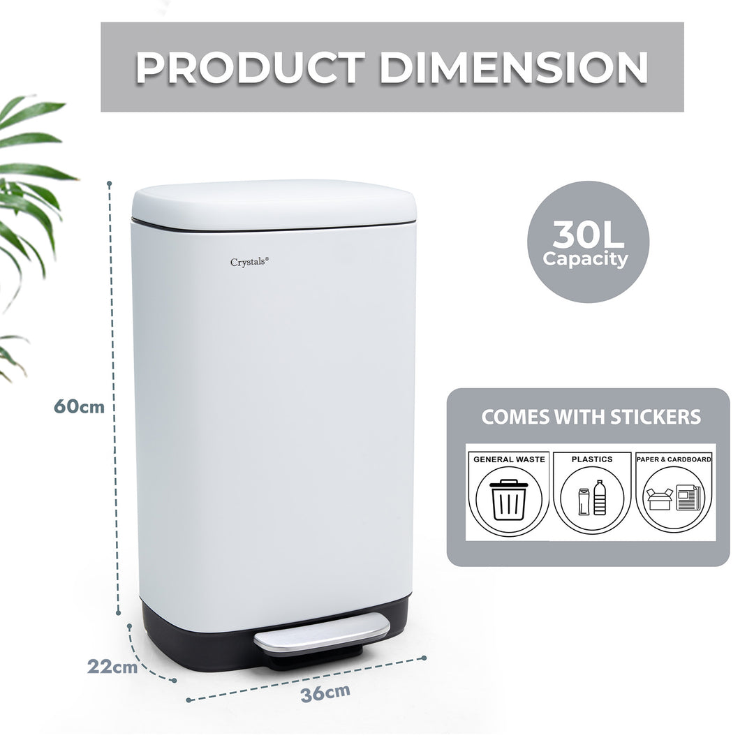 30L Pedal Bin with Soft Close Lid