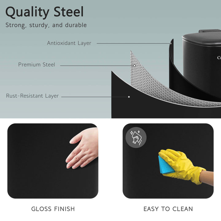 30L Stainless Steel Pedal Bin - Black