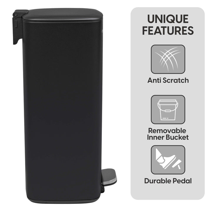 30L Stainless Steel Pedal Bin - Black