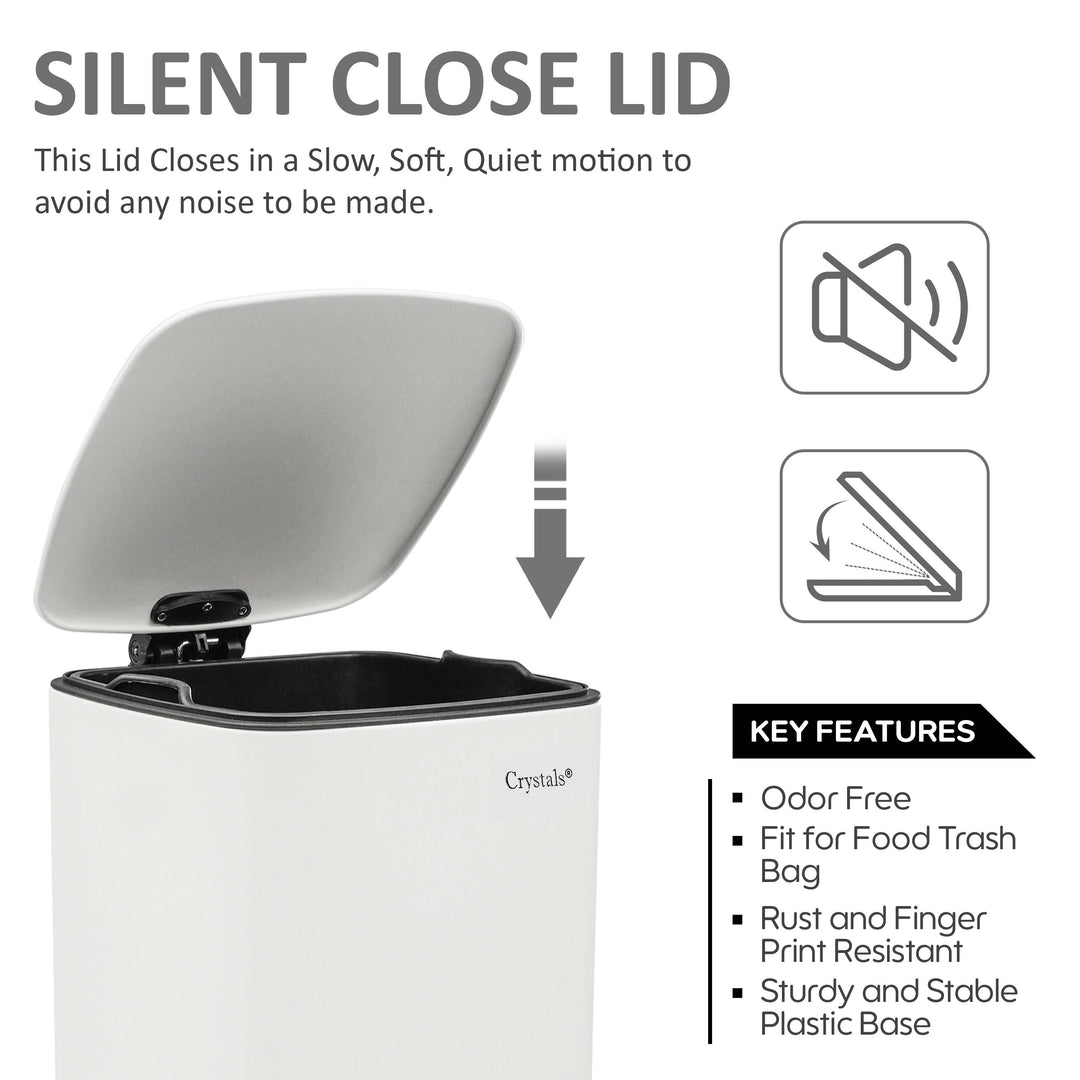 30L Square Pedal Bin with Soft-Close Lid