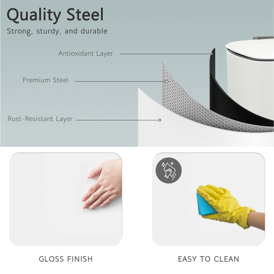 30L Stainless Steel Pedal Bin - White