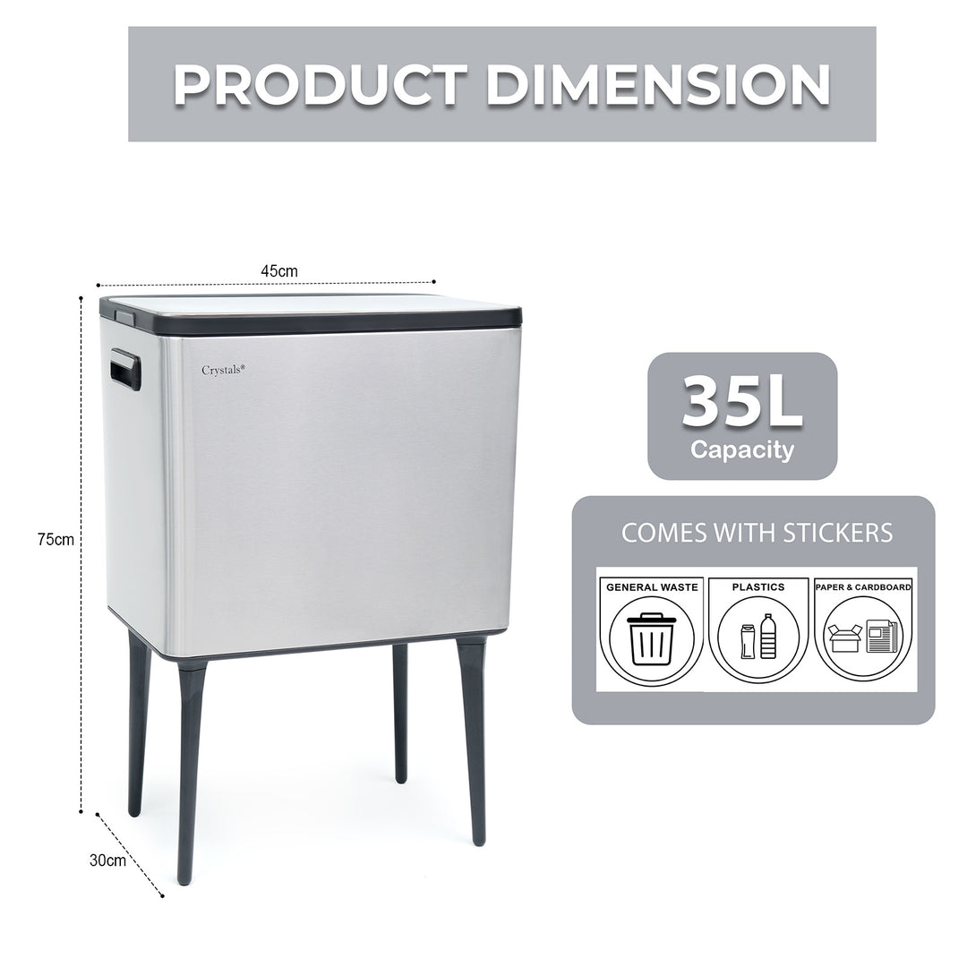 35L Press Top Rubbish Bin