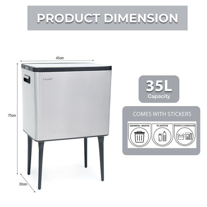 35L Press Top Rubbish Bin